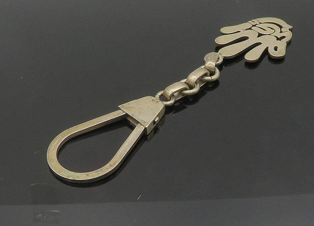 EUROPEAN 925 Sterling Silver  Vintage Shiny Smooth Hand Key Chain  TR2957
