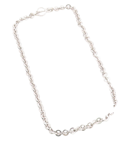 925 Sterling Silver Vintage Necklace Geometric Interlocking Link Chain NE4618