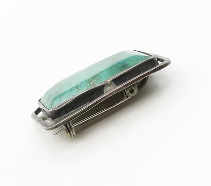 ISRAEL 925 Sterling Silver  Vintage Eilat Stone Oxidized Brooch Pin  BP6414