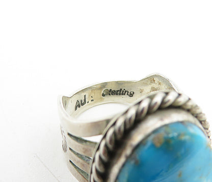 ANDREW JOHNSON NAVAJO 925 Silver  Vintage Turquoise Cocktail Ring Sz 5.5  RG4156