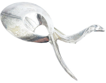AYSE 925 Sterling Silver  Vintage Shiny Modernist Design Brooch Pin  BP2948