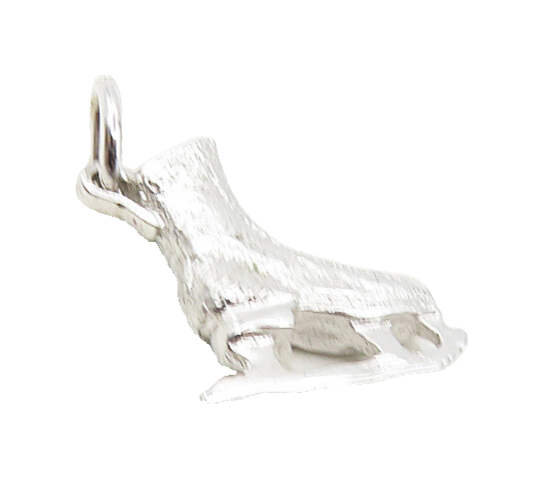 925 Sterling Silver  Vintage Petite Shiny Etched Ice Skate Pendant  PT6982