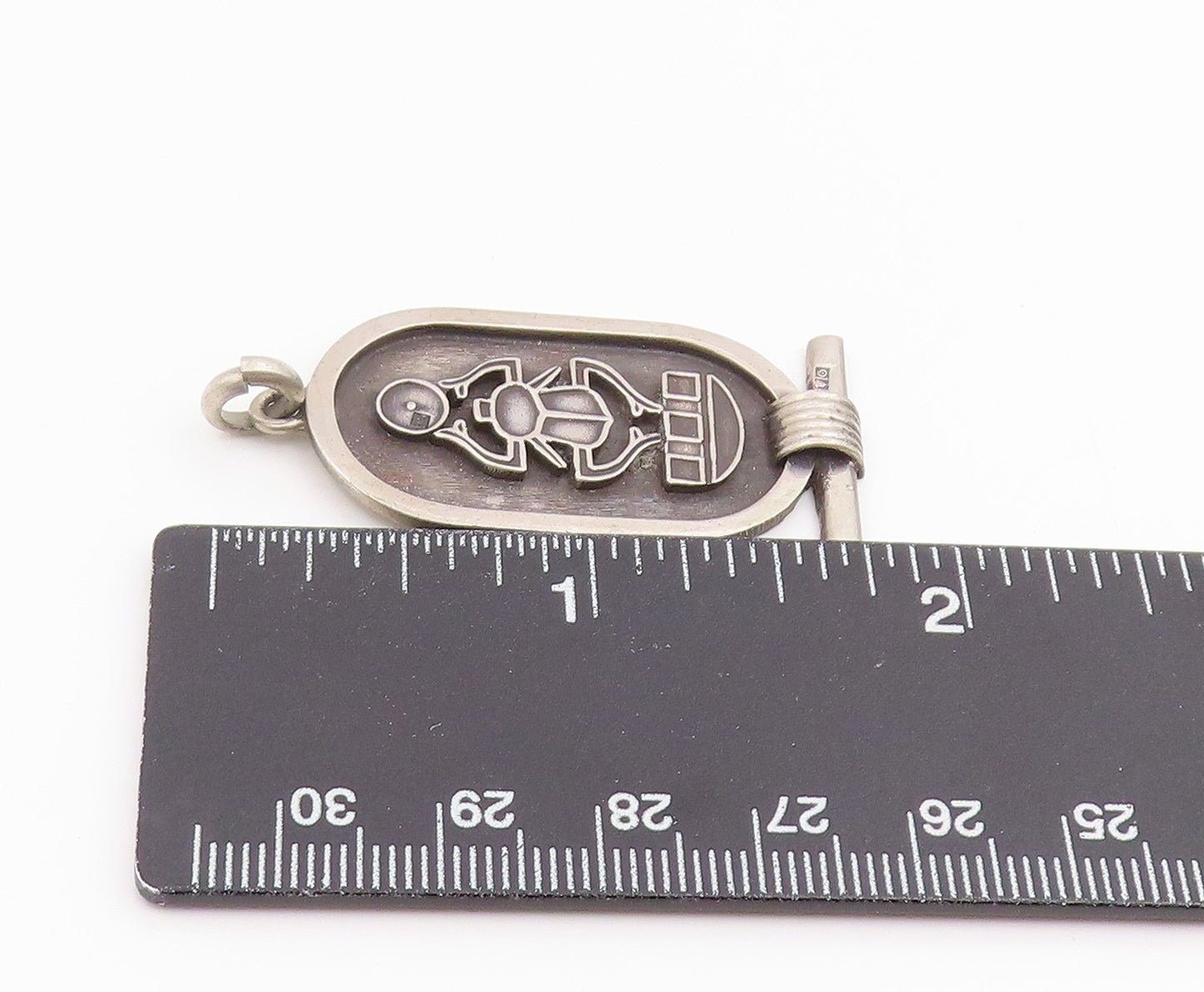 925 Sterling Silver Vintage Pendant MIDDLE EAST Carved Egyptian Scarab  PT25947