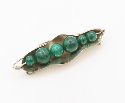 GFMW 925 Sterling Silver  Vintage Malachite Peas in a Pod Brooch Pin  BP10405
