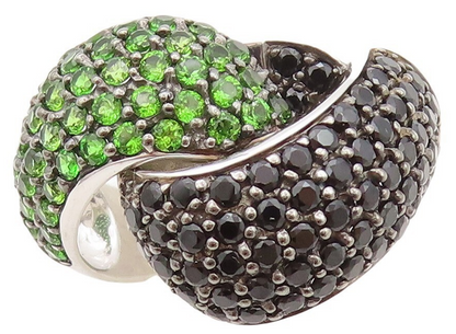 925 Sterling Silver Vintage Ring Designer Spinel & Green Topaz Knot Sz 7 RG30294