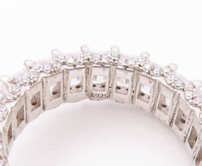 925 Sterling Silver Vintage Ring Modernist Drop & Rectangle CZ  SZ 9  RG32002