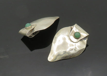 TULLA BOOTH 925 Silver  Vintage Cabochon Jade Non Pierce Earrings  EG10032
