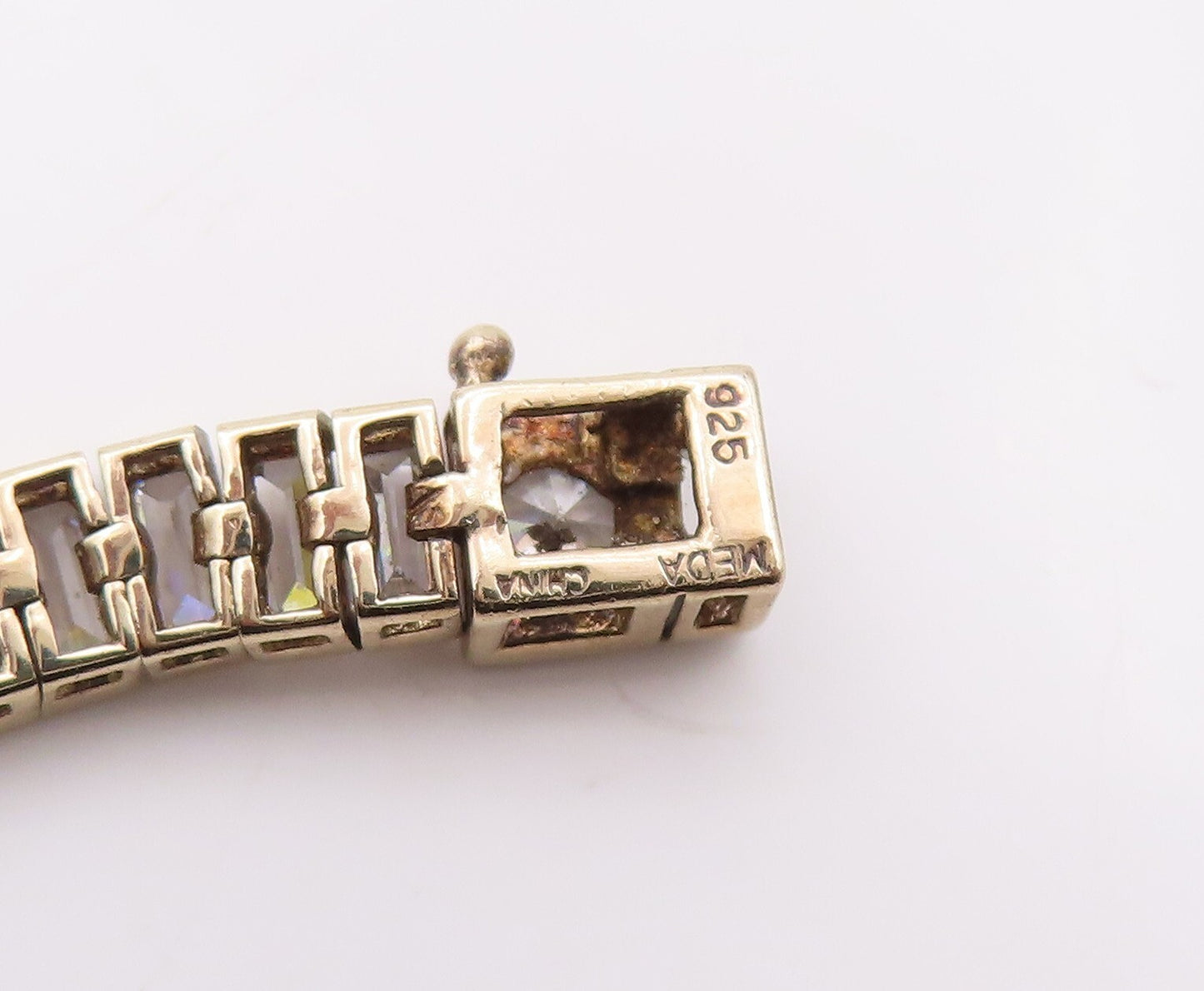 925 Sterling Silver Vintage Bracelet Gold Plated CZ Tennis Bracelet  BT10802