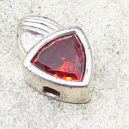 925 Sterling Silver  Faceted Red Garnet Triangular Slider Pendant  PT1578