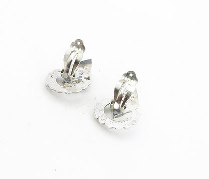 MEXICO 925 Sterling Silver  Vintage Black Onyx Non Pierce Earrings  EG4094