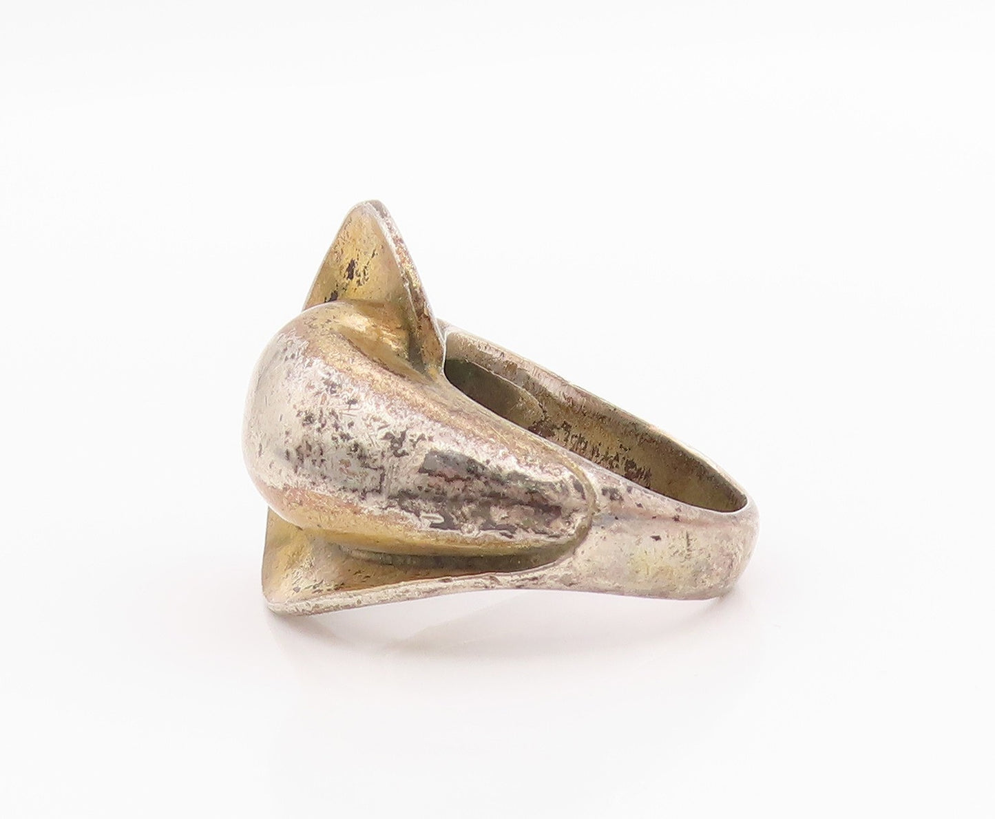925 Sterling Silver Vintage Ring Antique Designer Puffed  Sz 7.5  RG33157