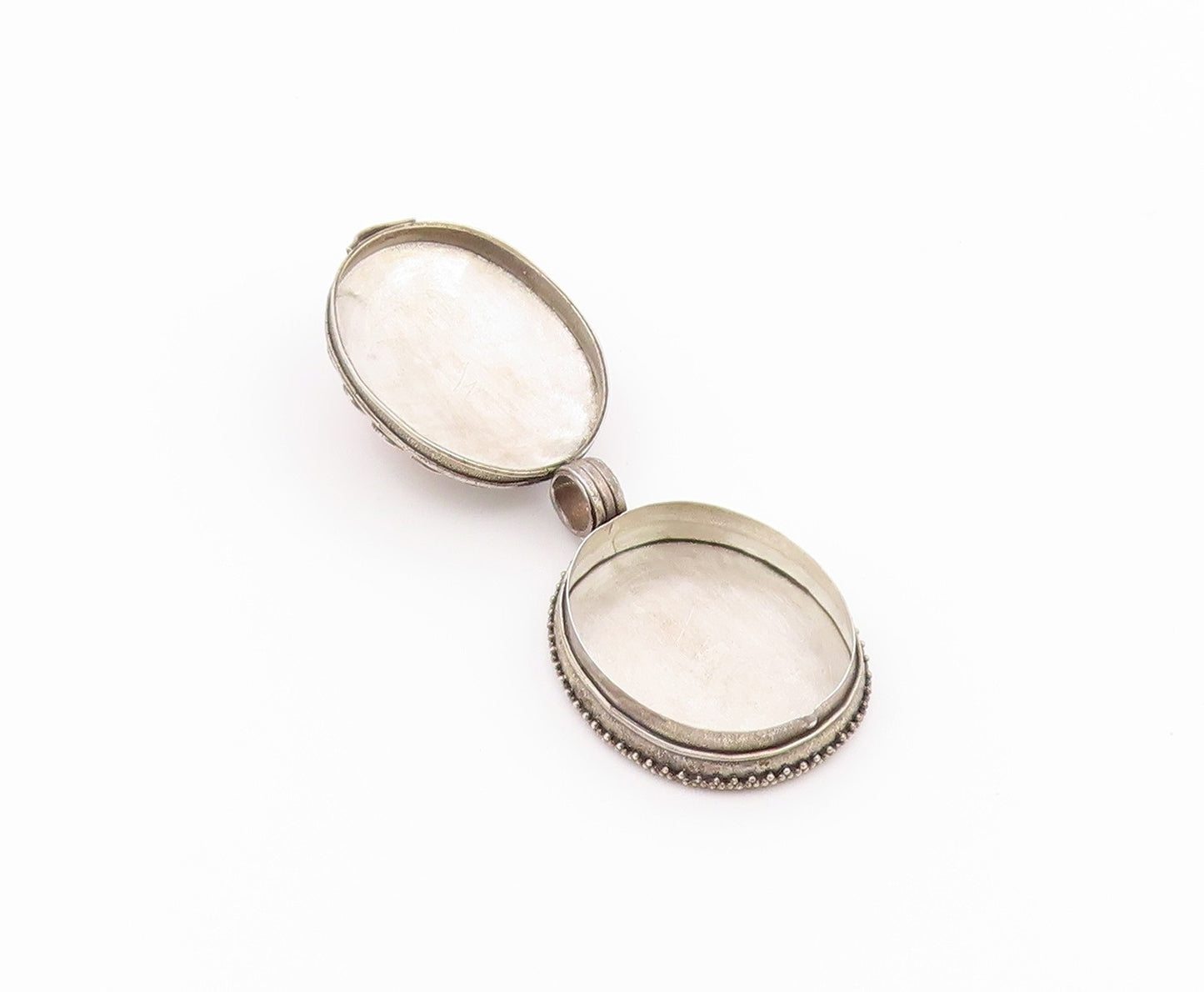 925 Sterling Silver Vintage Pendant Classic Cat Eye Oval Locket OPENS  PT26472