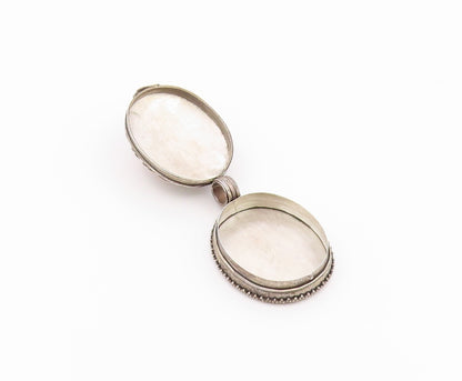 925 Sterling Silver Vintage Pendant Classic Cat Eye Oval Locket OPENS  PT26472