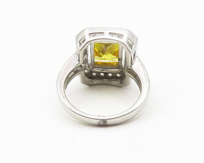 925 Sterling Silver  Yellow & White Cubic Zirconia Cocktail Ring Sz 7  RG10961