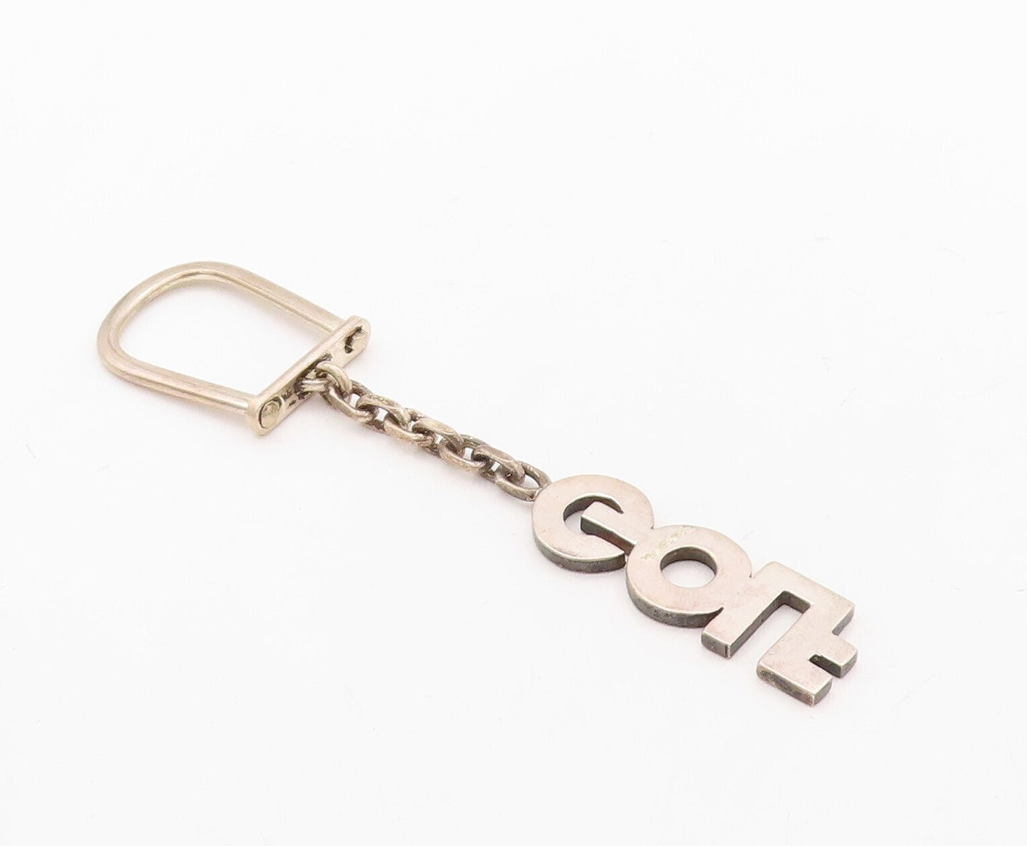 925 Sterling Silver Vintage Keychain Minimalist Solid Cutout GOLF  TR3808