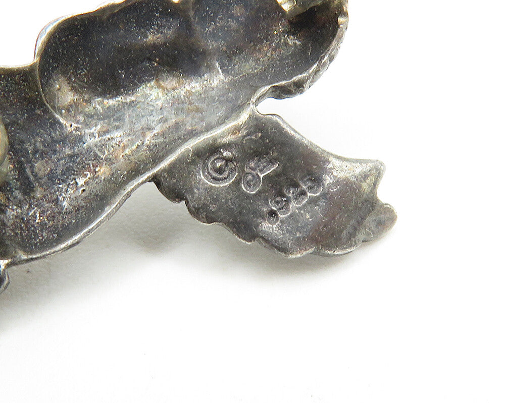 925 Sterling Silver  Vintage Oxidized Praying Baby Angel Brooch Pin  BP7160