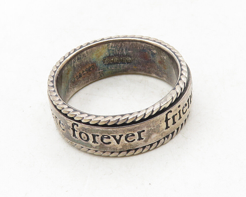 925 Sterling Silver  Vintage Friends Are Forever Spinner Ring Sz 9.5  RG9540