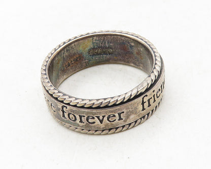 925 Sterling Silver  Vintage Friends Are Forever Spinner Ring Sz 9.5  RG9540
