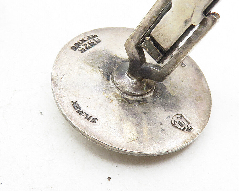 MEXICO 925 Sterling Silver  Vintage Mayan Aztec Sun Calendar Cuff Links TR1706