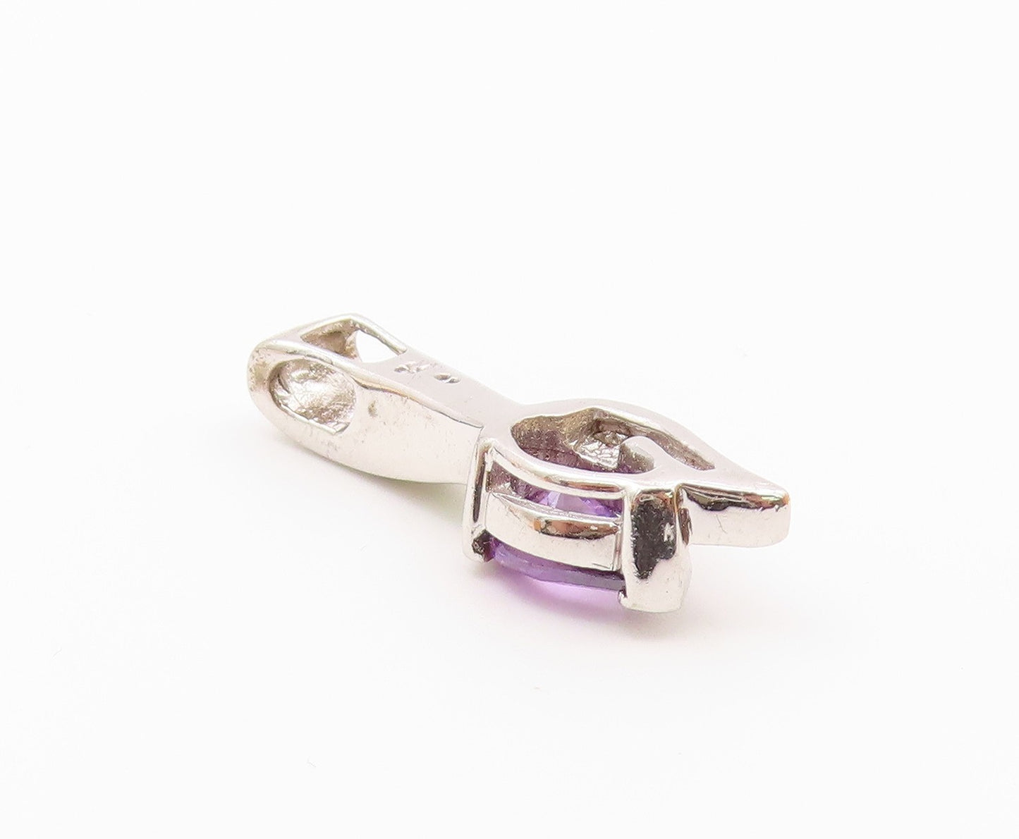 925 Sterling Silver  Vintage Shiny Amethyst Fire Opal & Topaz Pendant  PT18205