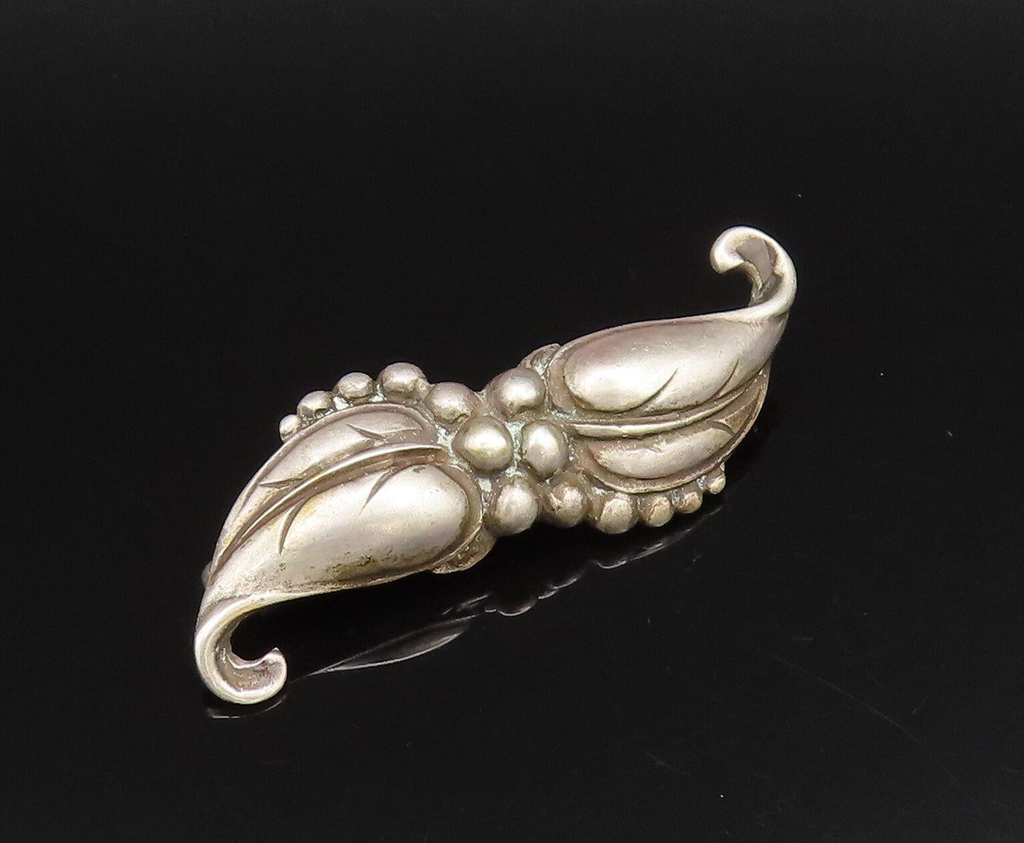 VIKINGCRAFT 925 Silver  Vintage Antique Double Leaves Brooch Pin  BP10013
