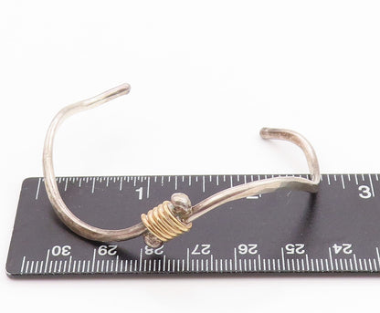925 Sterling Silver Vintage Bracelet Modernist Wave Design Cut Cuff  BT11355