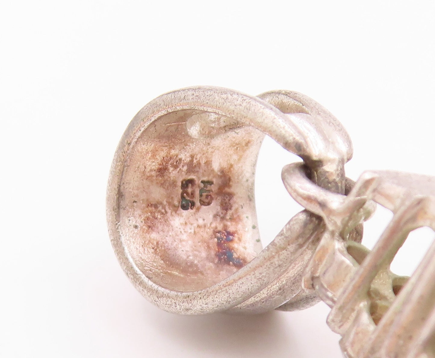 925 Sterling Silver  Vintage Cubic Zirconia Royal Crown Motif Pendant  PT15843