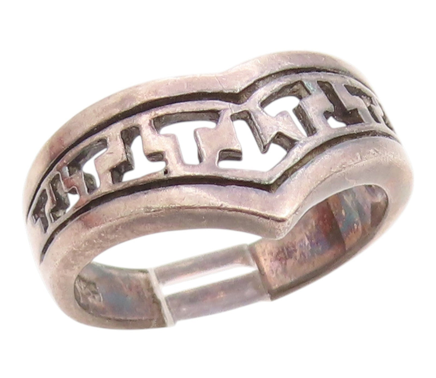 925 Sterling Silver Vintage Ring Letter T Initial Cutout Band  Sz 8  RG35701