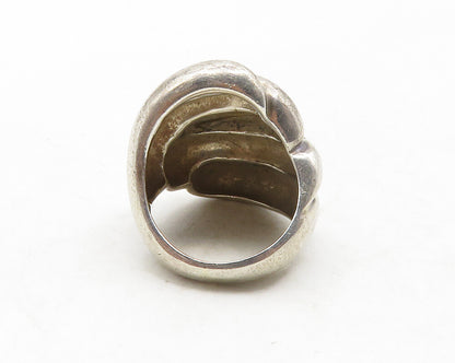 925 Sterling Silver & 14K GOLD  Vintage Two Tone Fluted Band Ring Sz 6 RG13147