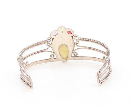 925 Sterling Silver Vintage Bracelet Garnet Peridot Amethyst Crown Face  BT10945