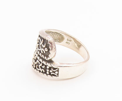 925 Sterling Silver Vintage Ring Classic Scroll & Rope Bypass Band Sz 8 RG36218