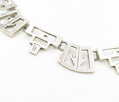 MEXICO 925 Sterling Silver  Vintage Cutout Design Shiny Chain Necklace  NE1552