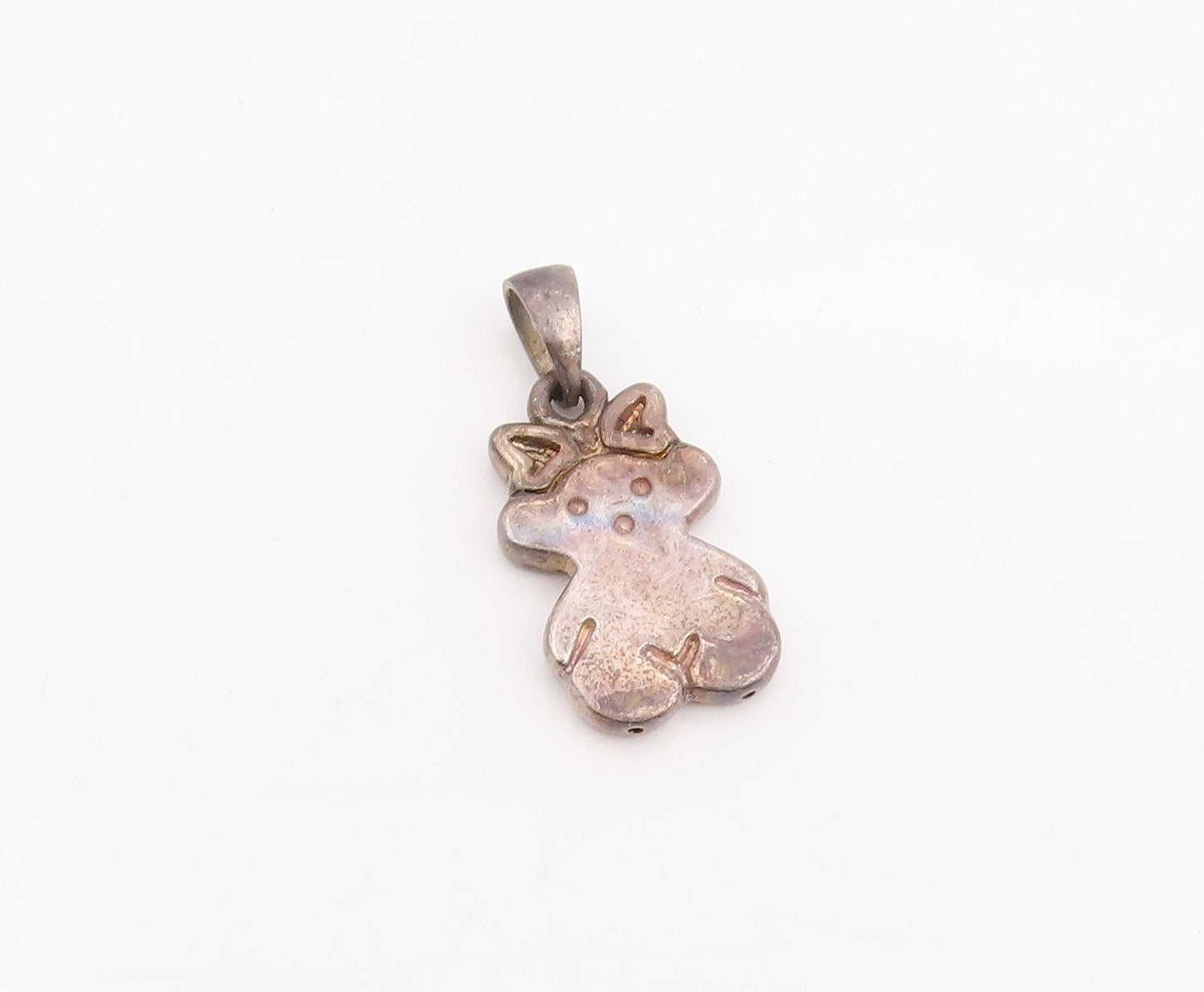 925 Sterling Silver Vintage Pendant Etched Little Teddy Bear Doll Charm  PT25184