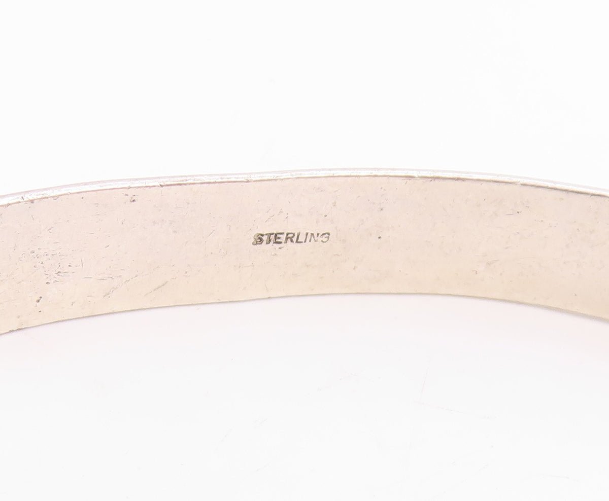 925 Sterling Silver Vintage Bracelet Modernist Solid Groove Narrow Cuff  BT11477