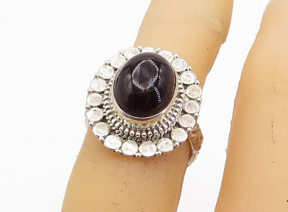 925 Sterling Silver  Vintage Cabochon Black Onyx Cocktail Ring Sz 5.5  RG4524