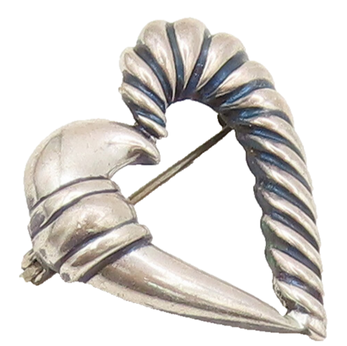 925 Sterling Silver Vintage Brooch Pin YURMAN Carved Rope Effect Heart  BP10598