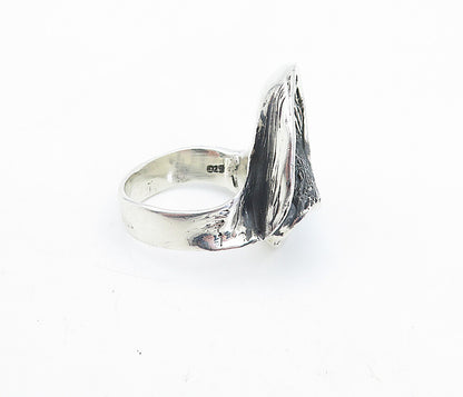 925 Sterling Silver  Vintage Oxidized Sculpted Statement Ring Sz 8.5  RG5807