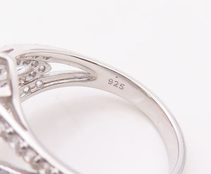 925 Sterling Silver Vintage Ring Designer Marquise Cutout CZ   Sz 8.5  RG30922