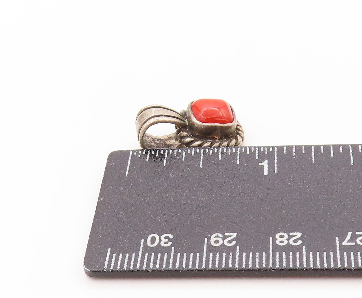 925 Sterling Silver Vintage Pendant Square Carnelian Halo Roped Design  PT24168