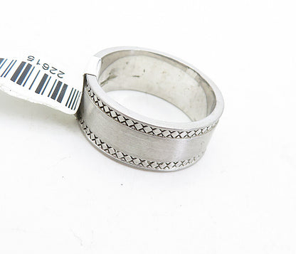 TAHARA & CO. 925 Sterling Silver  Etched Border Matte Band Ring Sz 9.5  RG5522