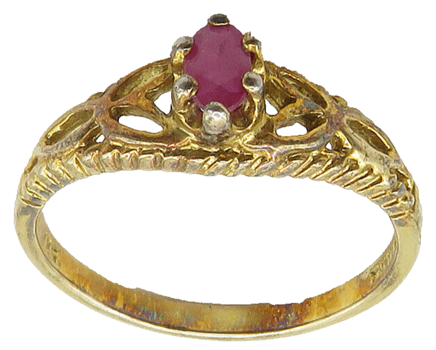 925 Sterling Silver  Prong Set Ruby Shiny Gold Plated Band Ring Sz 8  RG16201