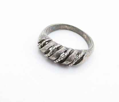 925 Sterling Silver  Vintage Dark Tone Rope Twist Dome Band Ring Sz 7.5 RG6447