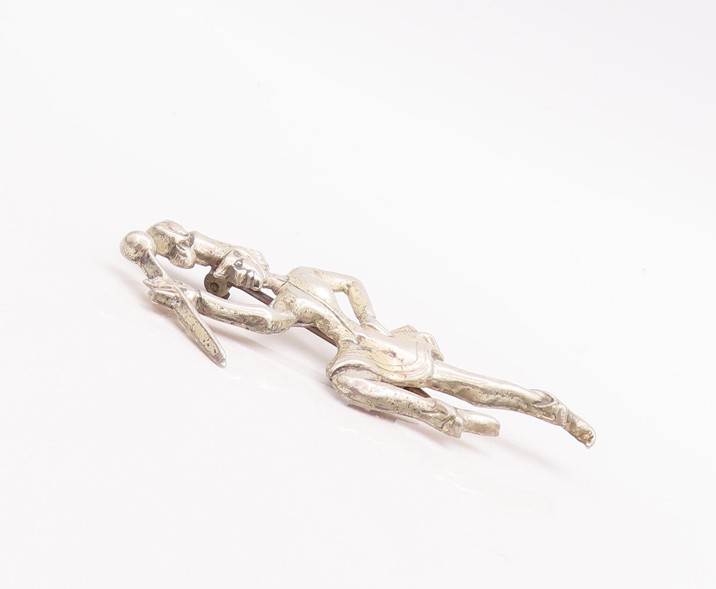 925 Sterling Silver Vintage Brooch Pin Dancing Man With Hat & Stick  BP11100
