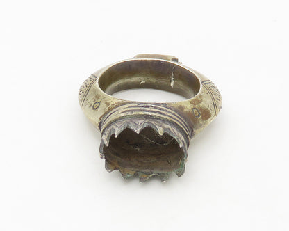 925 Sterling Silver  Vintage Dark Tone Royal Crown Band Ring Sz 6  RG17915