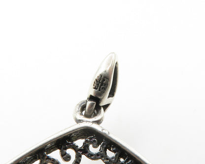 925 Sterling Silver  Vintage Cubic Zirconia Floral Swirl Pendant  PT11296