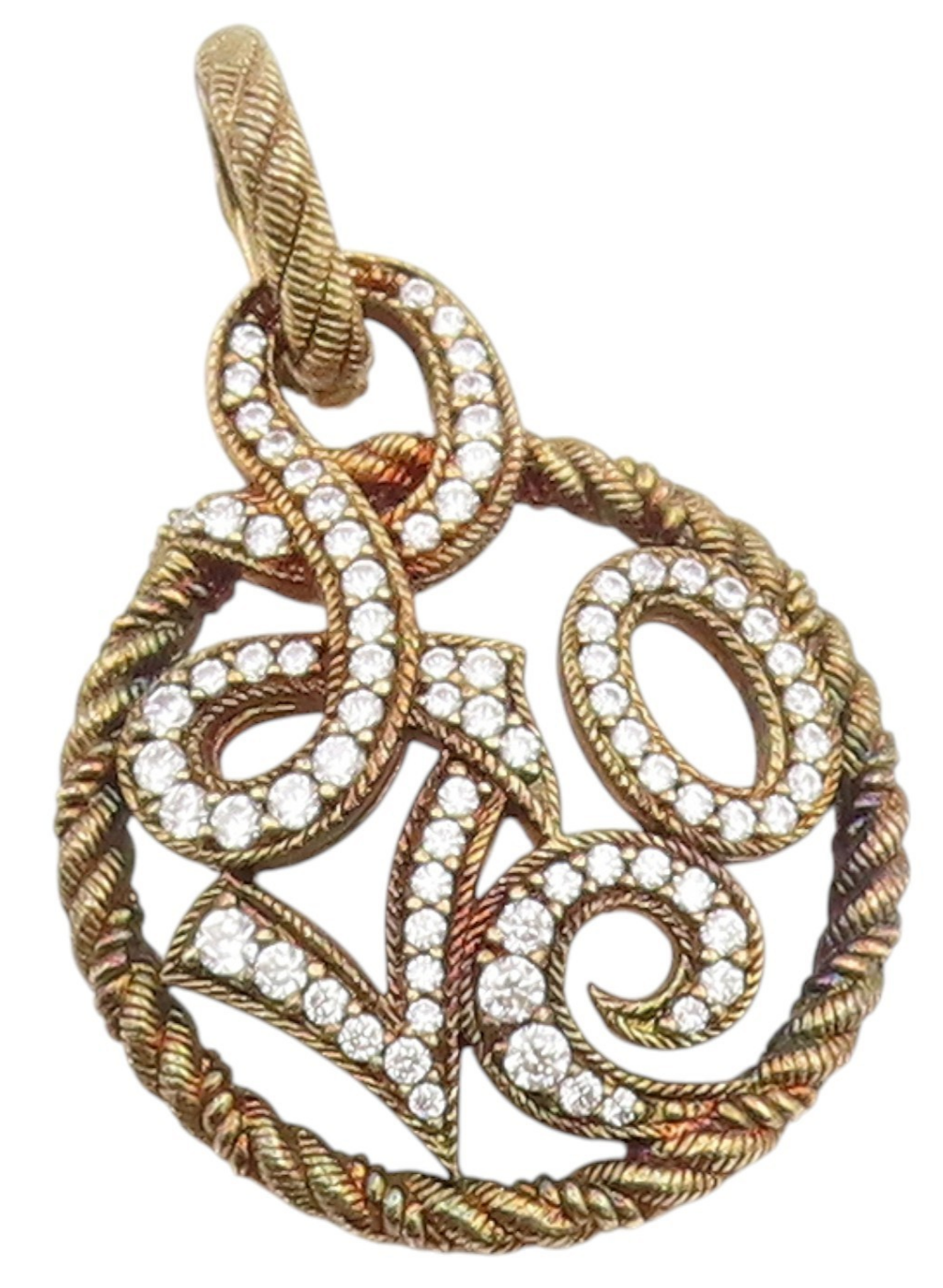 925 Sterling Silver Vintage Pendant JUDITH RIPKA CZ Twisted Rope Love  PT25452