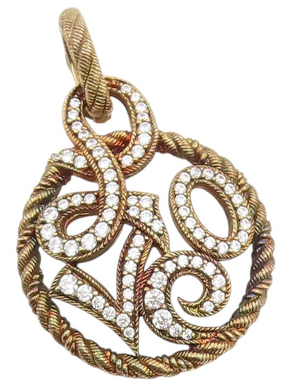 925 Sterling Silver Vintage Pendant JUDITH RIPKA CZ Twisted Rope Love  PT25452