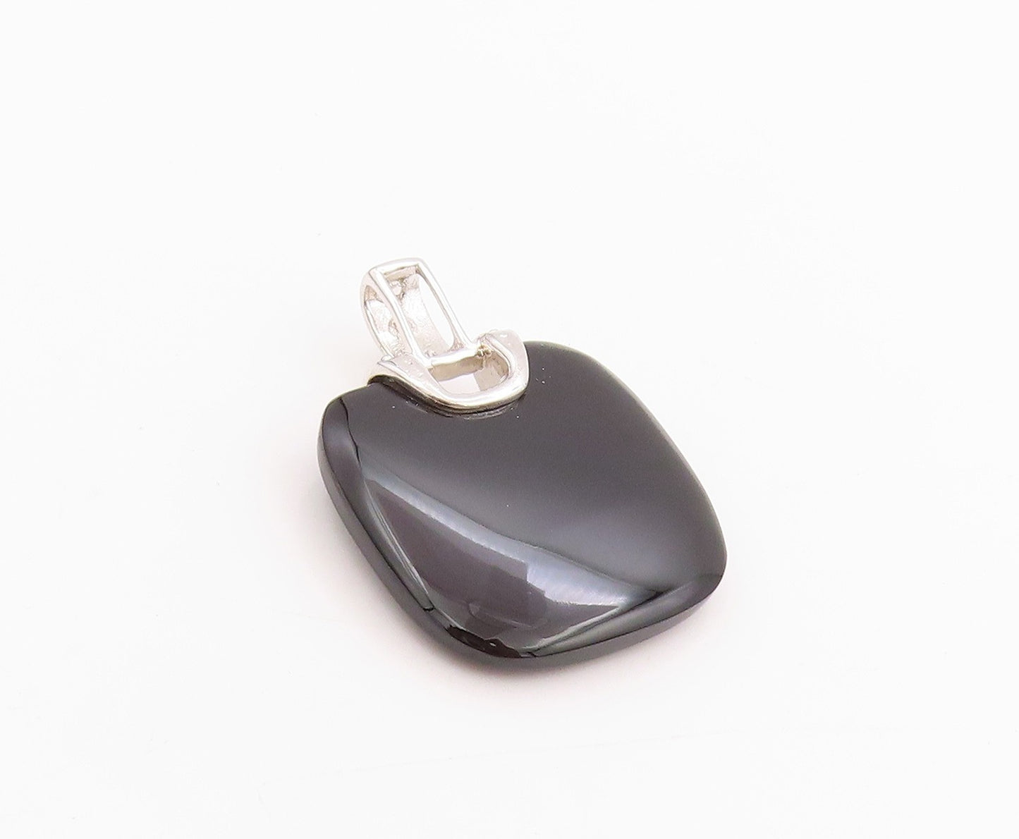 925 Sterling Silver Vintage Pendant Hand Bag Design Cabochon Onyx  PT24559