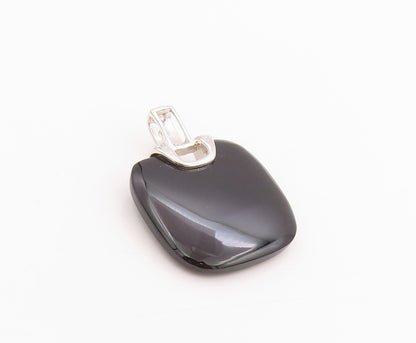 925 Sterling Silver Vintage Pendant Hand Bag Design Cabochon Onyx  PT24559