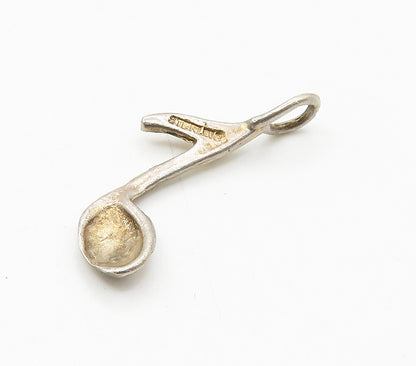 925 Sterling Silver   Vintage Petite Diamond Cut Music Notes Pendant  PT12754